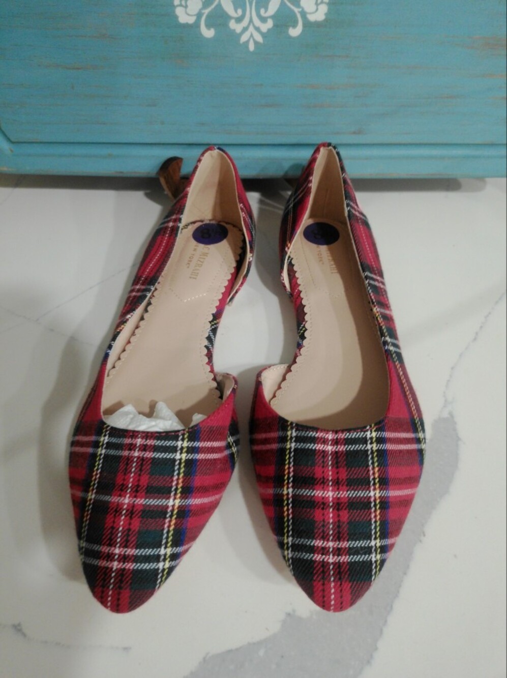 Isaac Mizrahi Red Tartan Pointed Toe Pumps